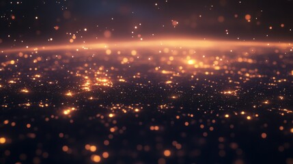 Mystic Horizon: Golden Particles Glittering on a Cosmic Landscape