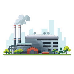 Industrial Grey Metal Plant Factory Building Icon for Manufacturing Sector Marketing