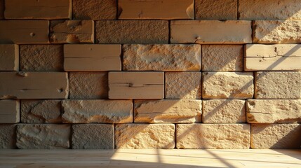 Sunlit Stone Wall and Wooden Floor Interior Design