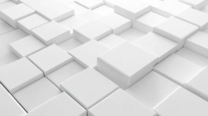 Obraz premium Abstract 3D geometric pattern composed of white square blocks of varying heights creating a modern minimalist texture