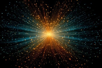 Naklejka premium Abstract Burst of Blue Gold Light Particles