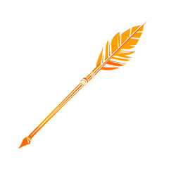 Modern Arrow with Clean Bold Lines in Blazing Orange Isolated on Transparent Background