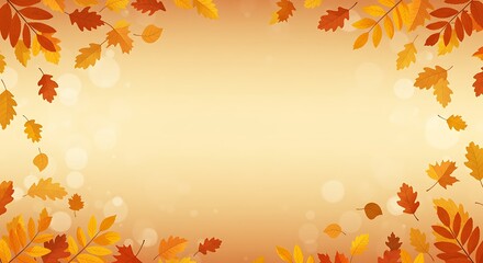 Obraz premium Falling Autumn Leaves Background with Bokeh Lights