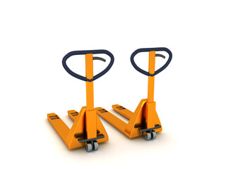 3D Rendering of two pallet jacks