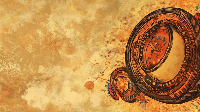 Blank maha shivaratri wishcard drums warm hues traditional festive elements no text culturally respectful and Adobe Stock compliant