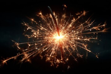 Obraz premium Burning Sparklers on Black Background