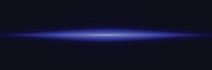 Bright horizontal blue glow beam on a dark background. © Quede Stock
