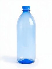 Naklejka premium Empty Plastic Bottle Standing Upright on a White Background