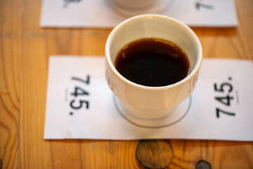 A lively scene from a coffee festival in Copenhagen, featuring baristas at work, diverse coffee cups, engaged customers, brewing techniques, and the rich culture surrounding coffee.