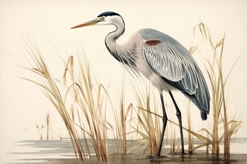 Fototapeta na wymiar Traditional japanese heron animal stork bird.