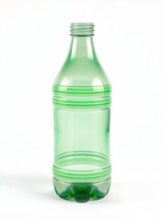 Empty  Plastic Bottle Standing Upright on a White Background