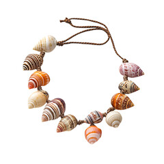 Playful Shell Anklet with a String of Assorted Natu Isolated on Transparent Background