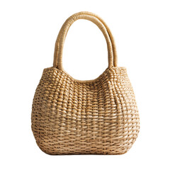 Elegant Straw Tote Bag with a Light Airy Weave Isolated on Transparent Background