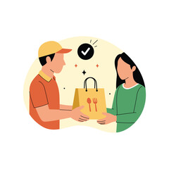 Successful Food Delivery to Customer Concept Illustration