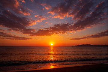 Golden Horizon: Tranquil Sunset Over the Sea