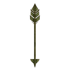 Bold Arrow with Symmetric Geometric Design in Olive Isolated on Transparent Background