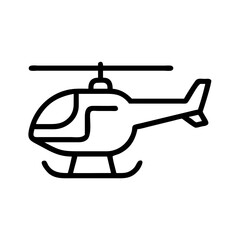 A simple graphic of a helicopter in black outline with a white background is displayed here now