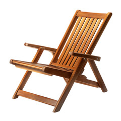 Contemporary Wooden Beach Chair with a Fold Away De Isolated on Transparent Background