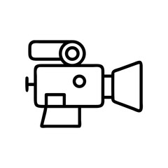 Outline drawing of a vintage film recorder with a light on top and a viewing lens on the right