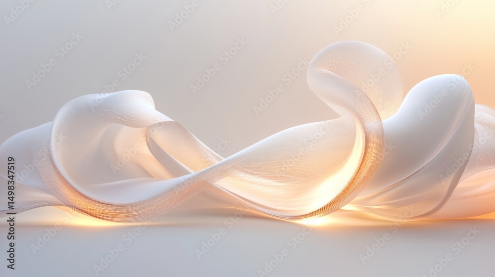Poster Abstract flowing forms with soft light creating a dreamy and ethereal atmosphere