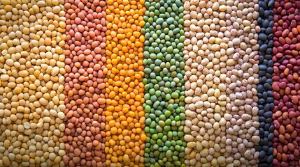 Colorful Variety of Dried Beans and Legumes Background