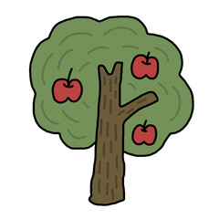 vector illustration of an apple tree