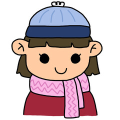 little girl in a cap and scarf