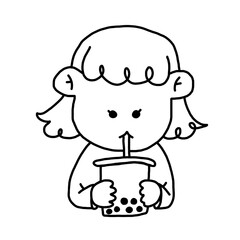Girl doodle drinking 