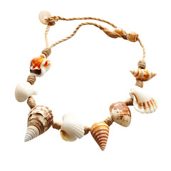 Coastal Shell Anklet with a Mix of Rough and Smooth Isolated on Transparent Background
