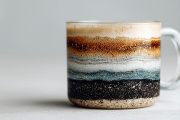 Layered coffee mug with earthy tones