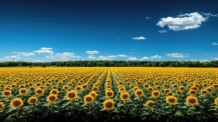 Obraz premium Endless Sunflower Field Under a Summer Sky