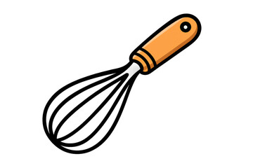 Obraz premium Simple whisk with orange handle on a transparent background, ideal for mixing ingredients while cooking