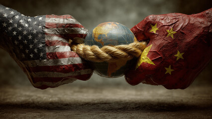 Geopolitical Tension Concept with US and China