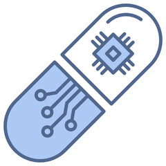 Nanotechnology Blue Icon