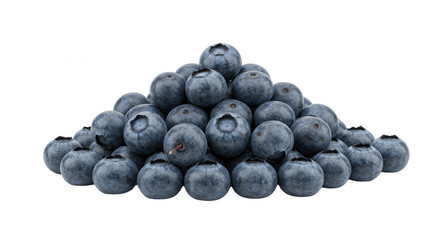 Close-up of fresh blueberries in conical shape on transparent background