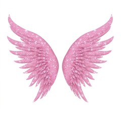 Obraz premium Angel wings icon glitter pink white background.