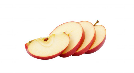 Four apple slices arranged in a radial pattern with transparent background