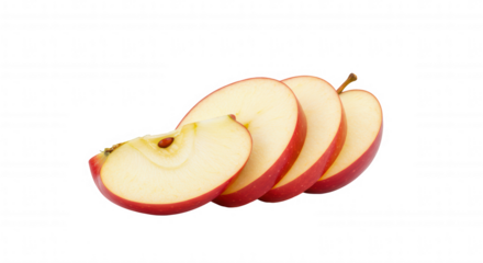 Four apple slices arranged in a radial pattern with transparent background