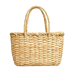 Chic Straw Tote Bag with Delicate Woven Finish Isolated on Transparent Background