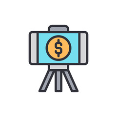Conceptual Illustration Of A Digital Tablet Showing Money On A Tripod