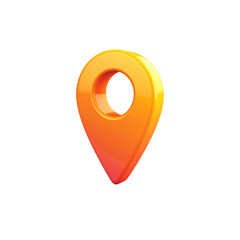 Orange yellow 3d map pointer location icon design gps on transparent background