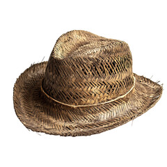 Rustic Straw Hat with Robust Handcrafted Texture Isolated on Transparent Background