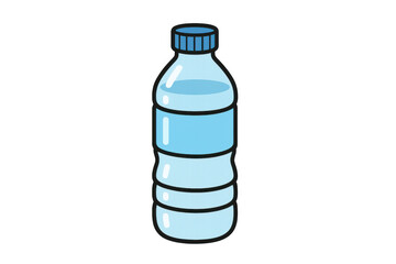 Refreshing cartoon drawing of a plastic water bottle with blank label, ideal for mockups and health-related designs