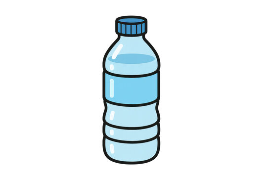 Refreshing cartoon drawing of a plastic water bottle with blank label, ideal for mockups and health-related designs