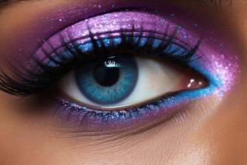Obraz premium Glitter purple eye makeup.