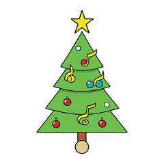 A festive Christmas tree shaped with a treble clef and musical notes, blending holiday spirit and music into a joyful, artistic celebration of the season.
