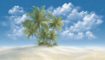 Palm Trees On Snowy Beach Under Sunny Sky