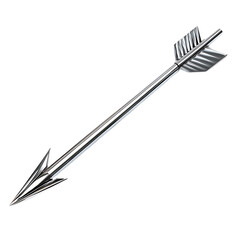 A Sleek Silver Arrow with Chrome Reflections Isolated on Transparent Background