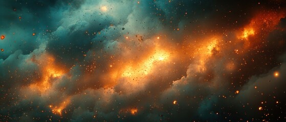 Fototapeta premium 宇宙空間の炎と暗黒の雲