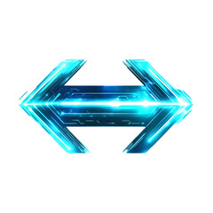 Futuristic Arrow with Digital Overlays in Neon Cyan Isolated on Transparent Background
